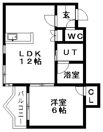 太閤ビル(1LDK/2階)の間取り写真