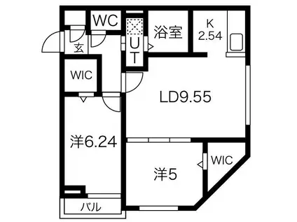 レスツオン厚別(2LDK/2階)の間取り写真