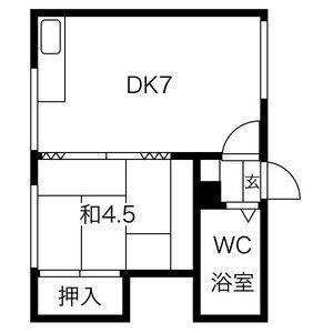 南郷ハイツ(1DK/3階)の間取り写真