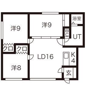 サンホームMS月寒東(3LDK/1階)の間取り写真