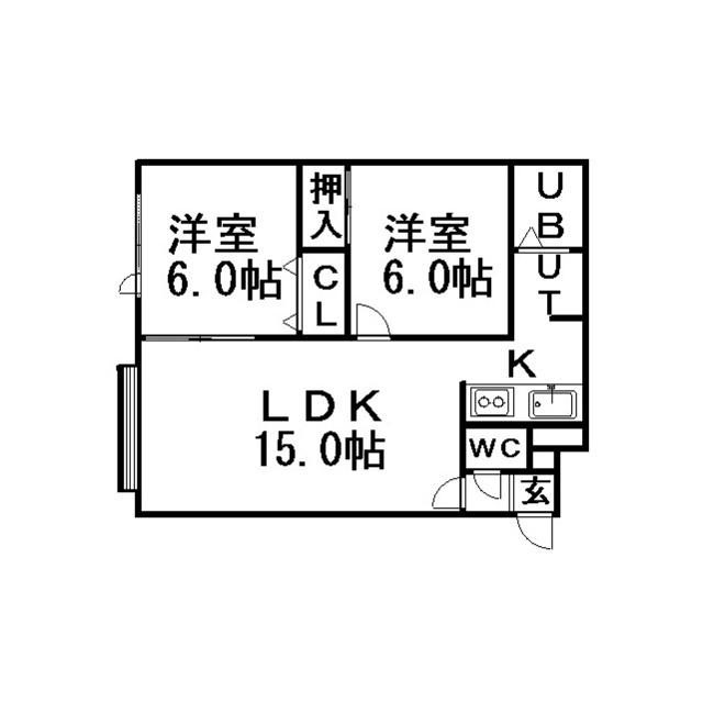 ベルツリーⅡ(2LDK/2階)の間取り写真