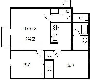 MINNA HOUSE真駒内(2LDK/2階)の間取り写真
