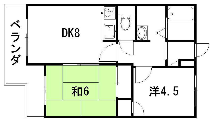 コーポ佐野富月寒東(2DK/3階)の間取り写真