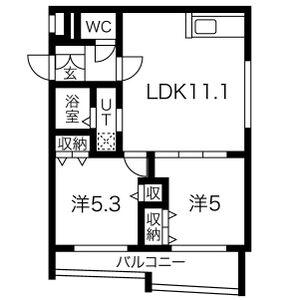 マンサーナ南郷(2LDK/4階)の間取り写真