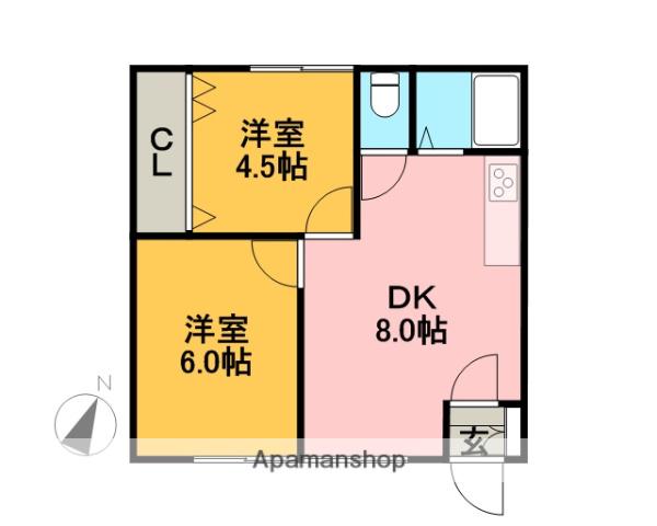 第2菊水マンション(2DK/2階)の間取り写真