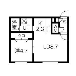 グランデール新札幌Ⅰ(1LDK/2階)の間取り写真