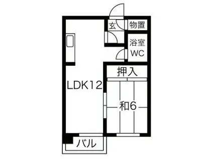 公園ハイツ(1LDK/2階)の間取り写真