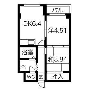 ソシアルコート菊水(2DK/1階)の間取り写真