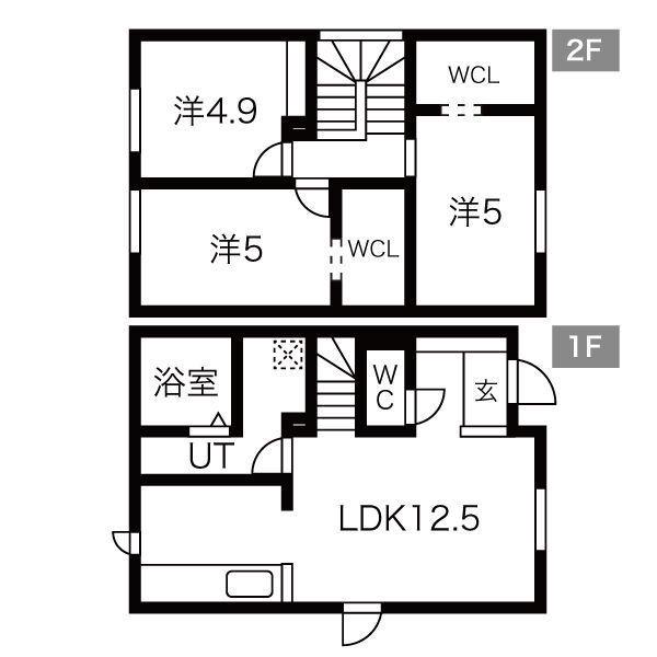 千歳線 白石駅(ＪＲ北海道) バス乗車時間：22分 菊水元町９条２丁目バス停で下車 徒歩6分 2階建 築2年(3LDK)の間取り写真
