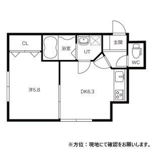 ヒルズ希望(1DK/2階)の間取り写真