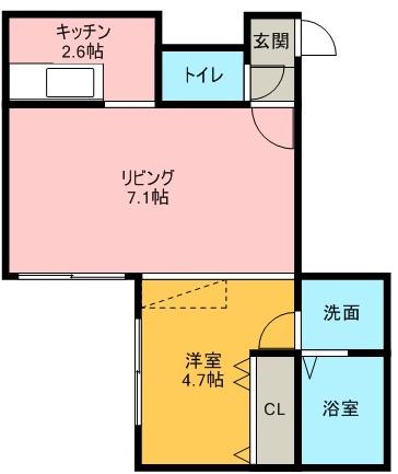 HS311(1LDK/1階)の間取り写真