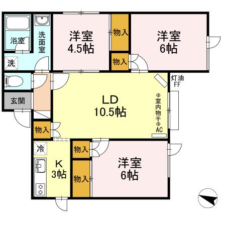 レスタシオン元町 壱弐参四番館(3LDK/1階)の間取り写真