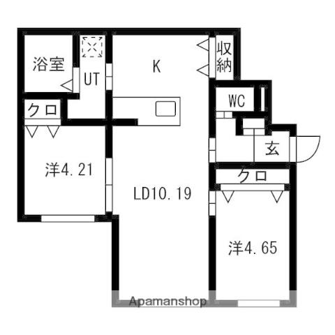 URBAN FLATS 中の島(2LDK/2階)の間取り写真