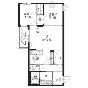  クレスト豊平公園 豊平6ー10(2LDK/1階)の間取り写真