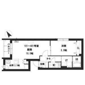 グランメールキャルム(1LDK/1階)の間取り写真