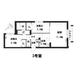 グランメール平和通公園(2LDK/2階)の間取り写真