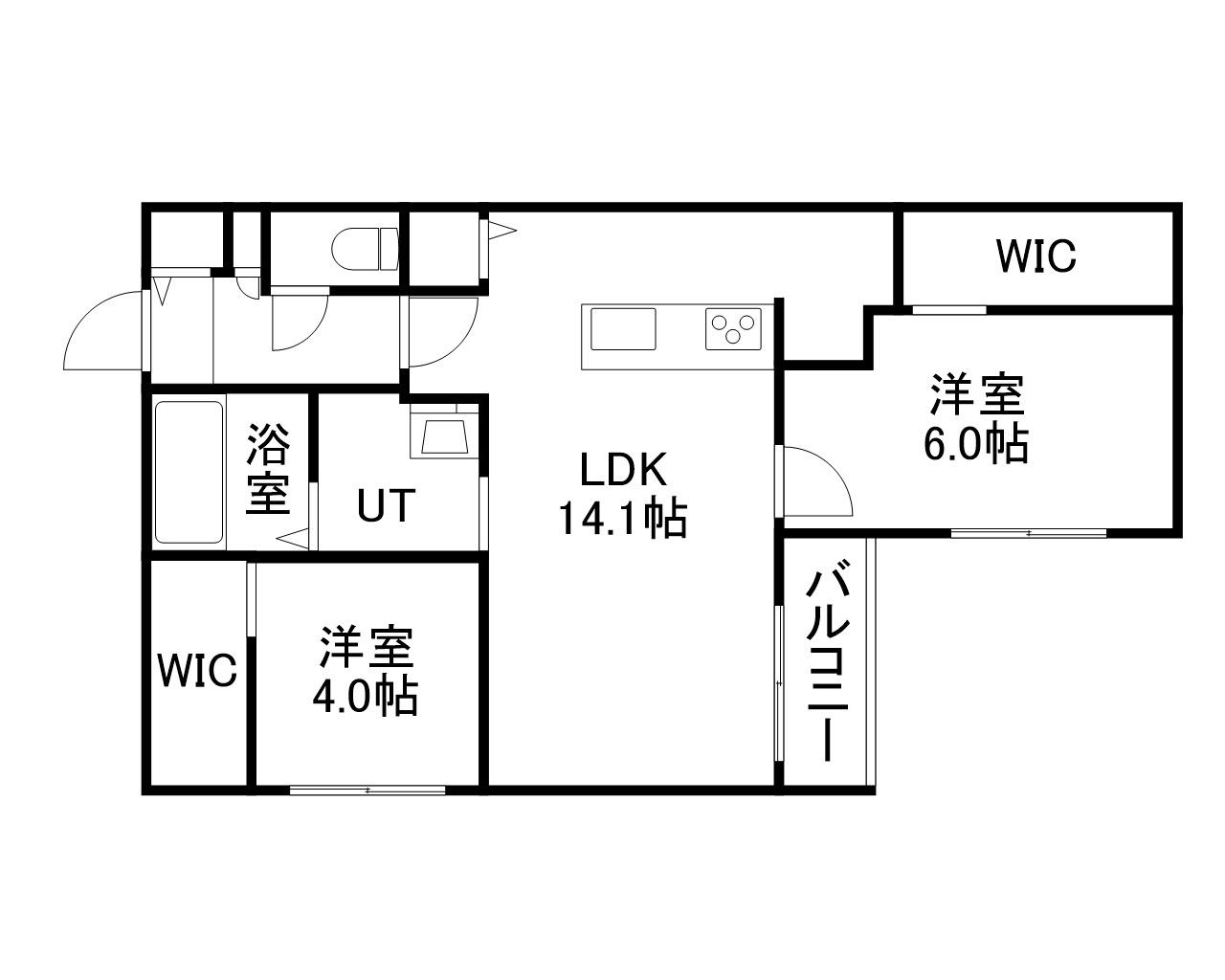 豊平1-6MS(2LDK/1階)の間取り写真