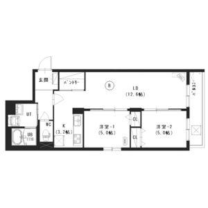 BLANC TERRACE 白石(2LDK/1階)の間取り写真