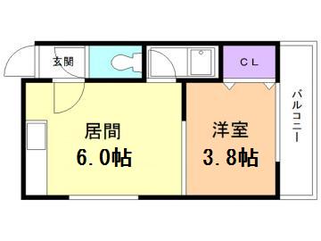 パラッツオ平岸(1DK/2階)の間取り写真