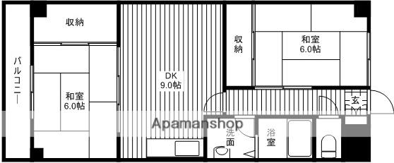 エスアイマンション(2DK/4階)の間取り写真