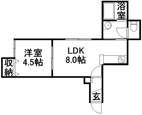 プログレス元町(1LDK/2階)の間取り写真