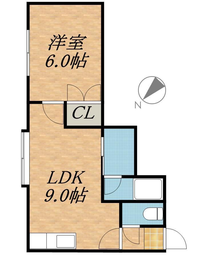 ローズヴィラ新川(1DK/3階)の間取り写真