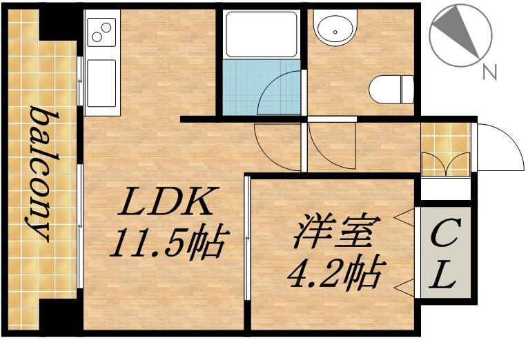 LEONE中島公園(1LDK/10階)の間取り写真