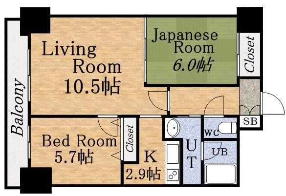 ターミナルプラザ36(2LDK/9階)の間取り写真