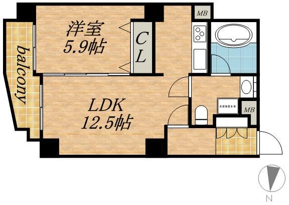 クレステージ・S6W12タワー(1LDK/4階)の間取り写真