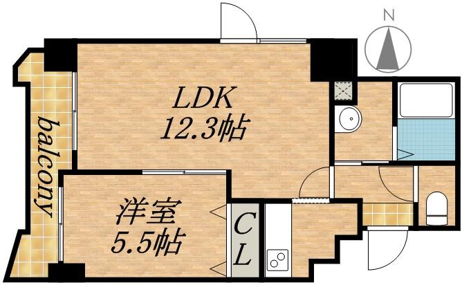 ティアラ中島公園ウエストサイド(1LDK/13階)の間取り写真