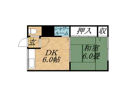 七福マンション(1DK/1階)の間取り写真
