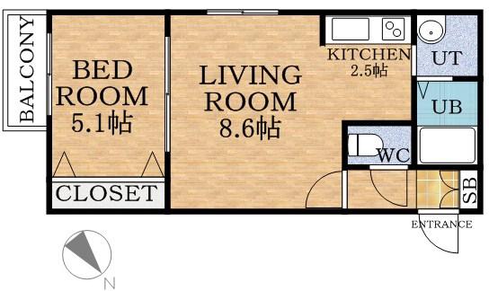 MTガーデン琴似II(1LDK/2階)の間取り写真
