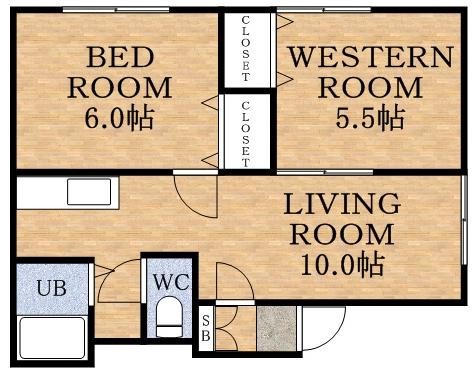 ウエストフィールド(2LDK/2階)の間取り写真
