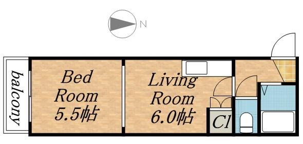 麻生SSビル(1DK/3階)の間取り写真