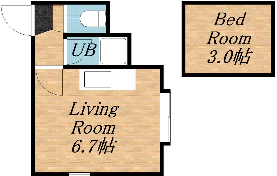 アップルハウス北16条Ⅱ(ワンルーム/2階)の間取り写真
