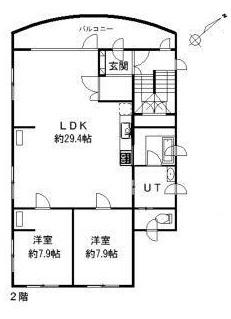 山弘プレイス(2LDK/2階)の間取り写真