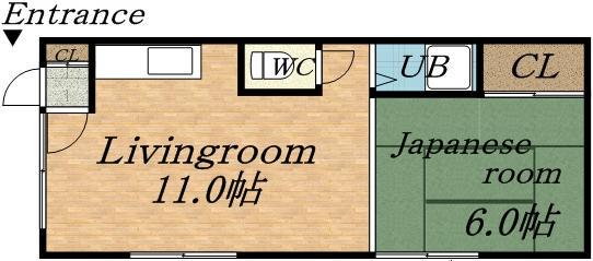 篠路Sビル(1DK/3階)の間取り写真