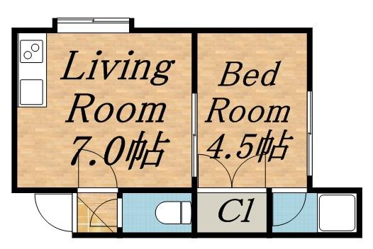 ルミエール21(1DK/2階)の間取り写真