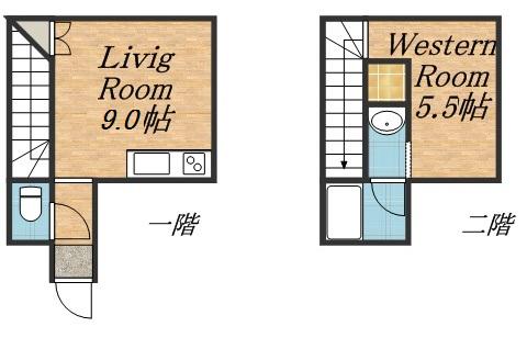 MKハイツ(1LDK/2階)の間取り写真