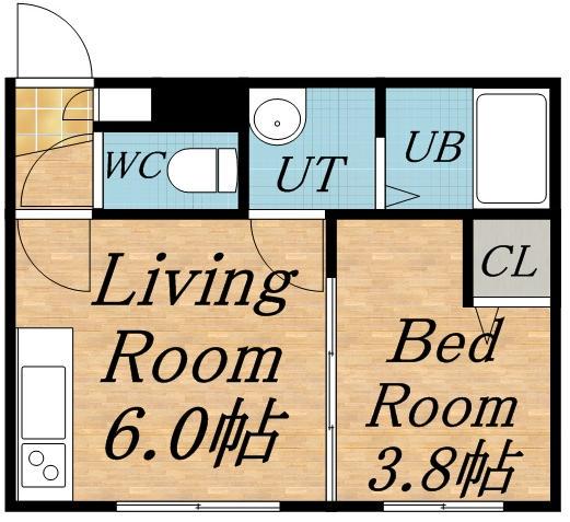 琴似ハウス蒼(1DK/2階)の間取り写真