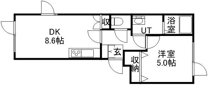 グラシアール(1LDK/1階)の間取り写真