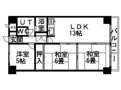 高伸ハイツ(3LDK/4階)の間取り写真