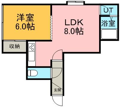 シャネル新琴似壱番館(1LDK/1階)の間取り写真