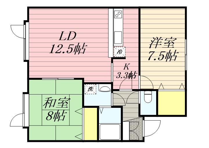アベニュー・デ・ソルビエ(2LDK/2階)の間取り写真