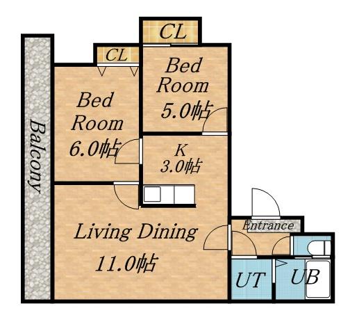 N216(2LDK/1階)の間取り写真