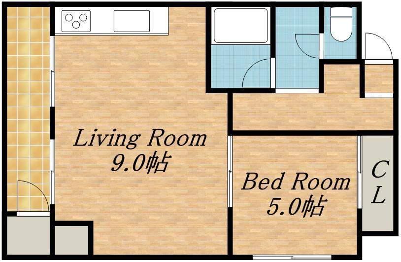 リベルティ大通(1LDK/4階)の間取り写真