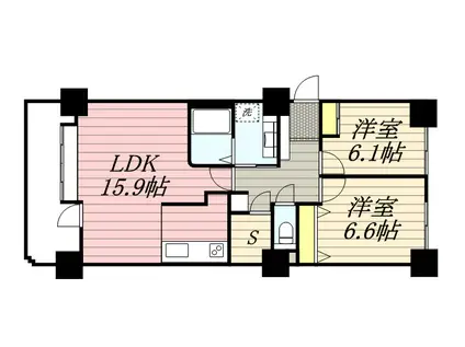 オリエンタルコート大友(2LDK/11階)の間取り写真