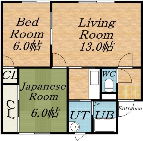 メイユール篠路N(2LDK/2階)の間取り写真