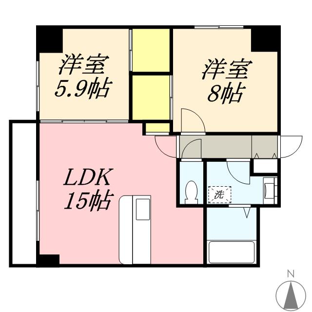 MODENA 近代美術館(2LDK/7階)の間取り写真