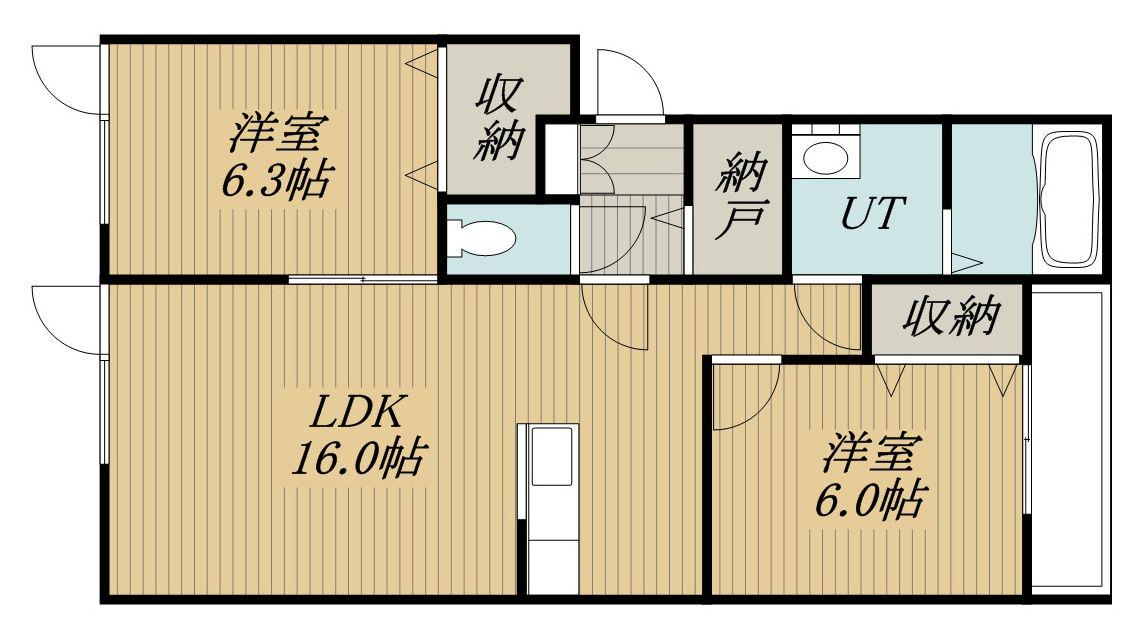 コスモルラシオン(2LDK/1階)の間取り写真